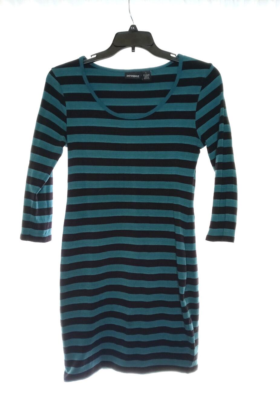 Introspect Turquoise And Black Stripe Dress Size L